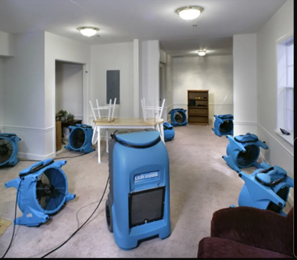 Air movers and dehumidifier setup for Water Extraction & Removal in Maywood