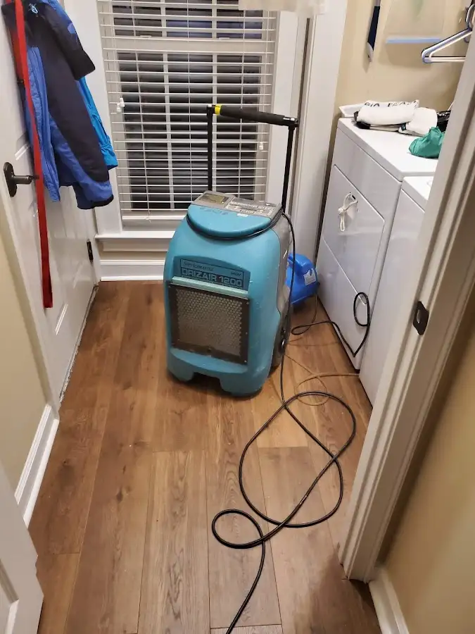 Commercial dehumidifier deployed for Flood Damage Cleanup in Maywood